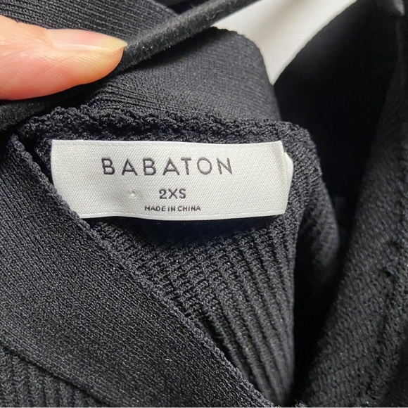 Aritizia Babaton Sculpt Knit Criss Cross Bodycon Dress Black Sz XXS - Picture 6 of 11